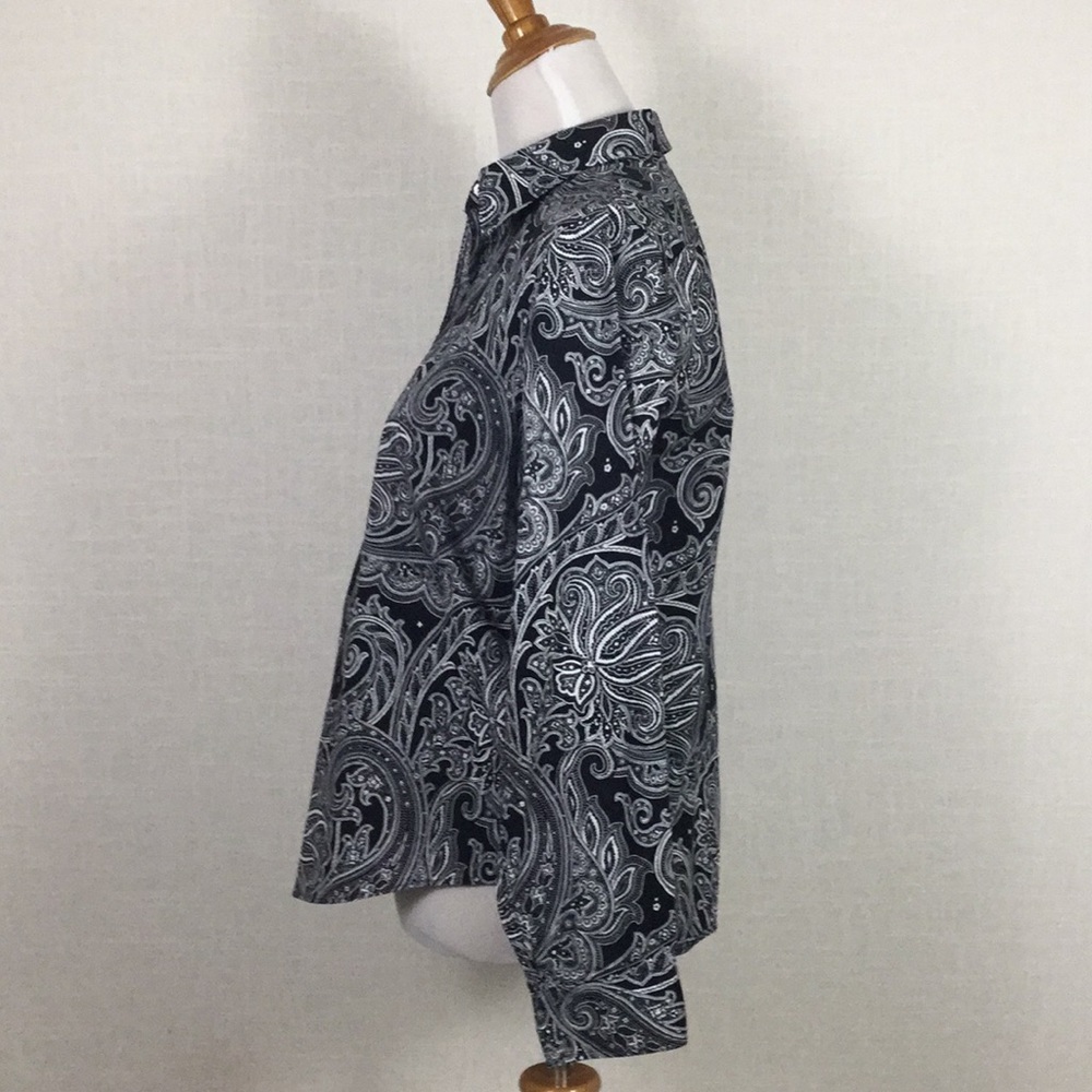 Lauren Ralph Lauren b&w paisley button-down - Picture 6 of 8